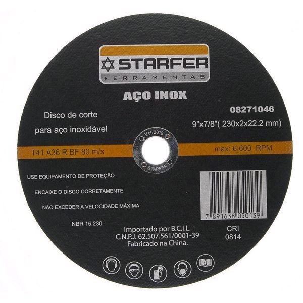 Disco de Corte Inox Starfer